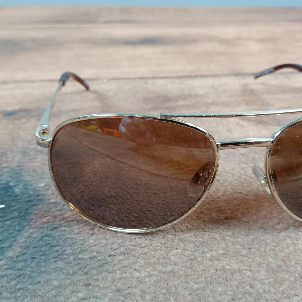 Panama Jack Gold Aviator Sunglasses Brown Tinted Lenses Unisex Classic Pilot